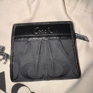 Coach Black signature C Canvas and Leather wallet
